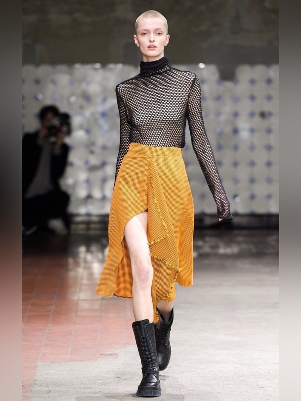 Mykke Hofmann Asymmetric Pepita Skirt in Orange SZ XXS